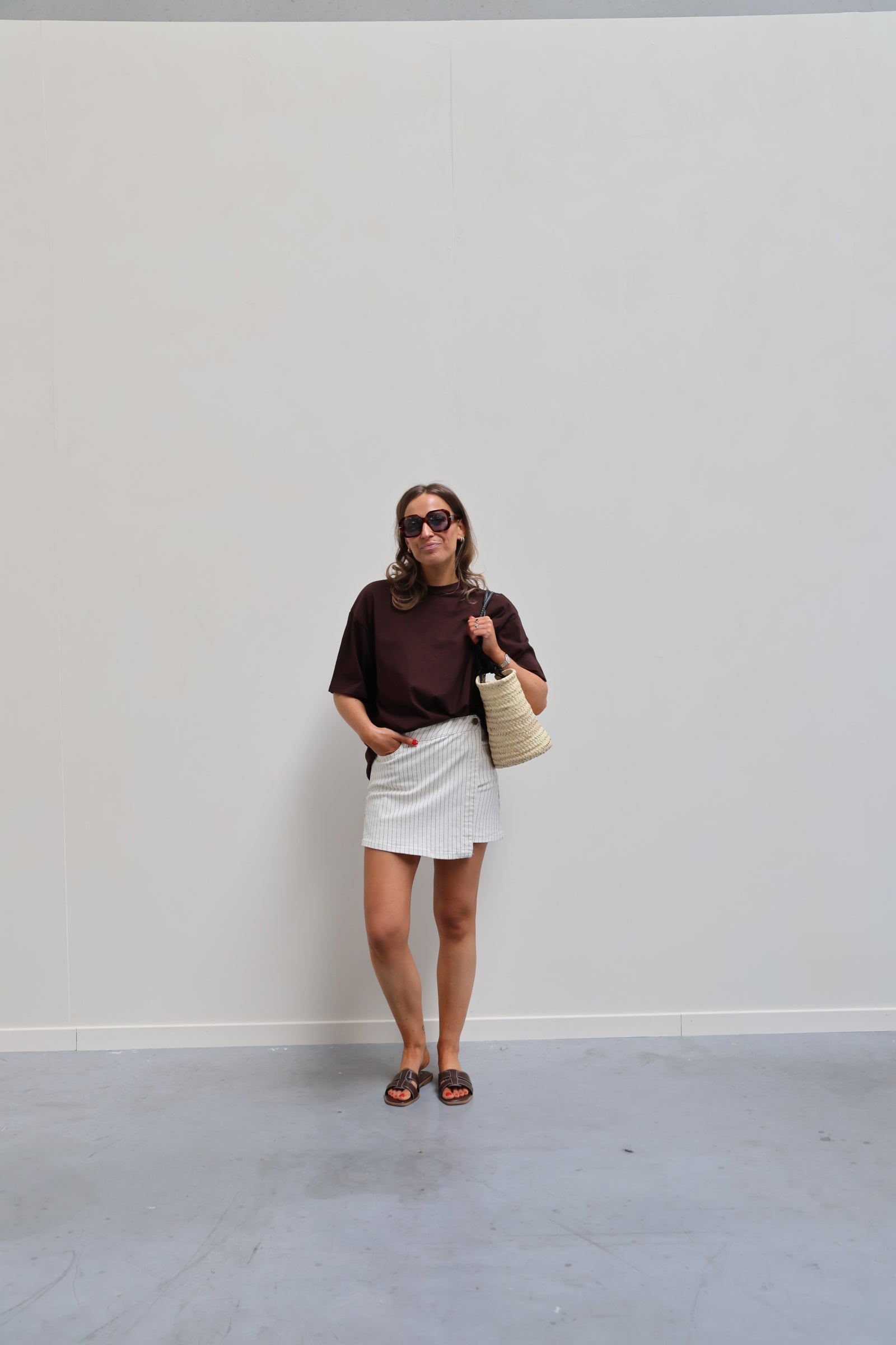 Boxy T-shirt bruin