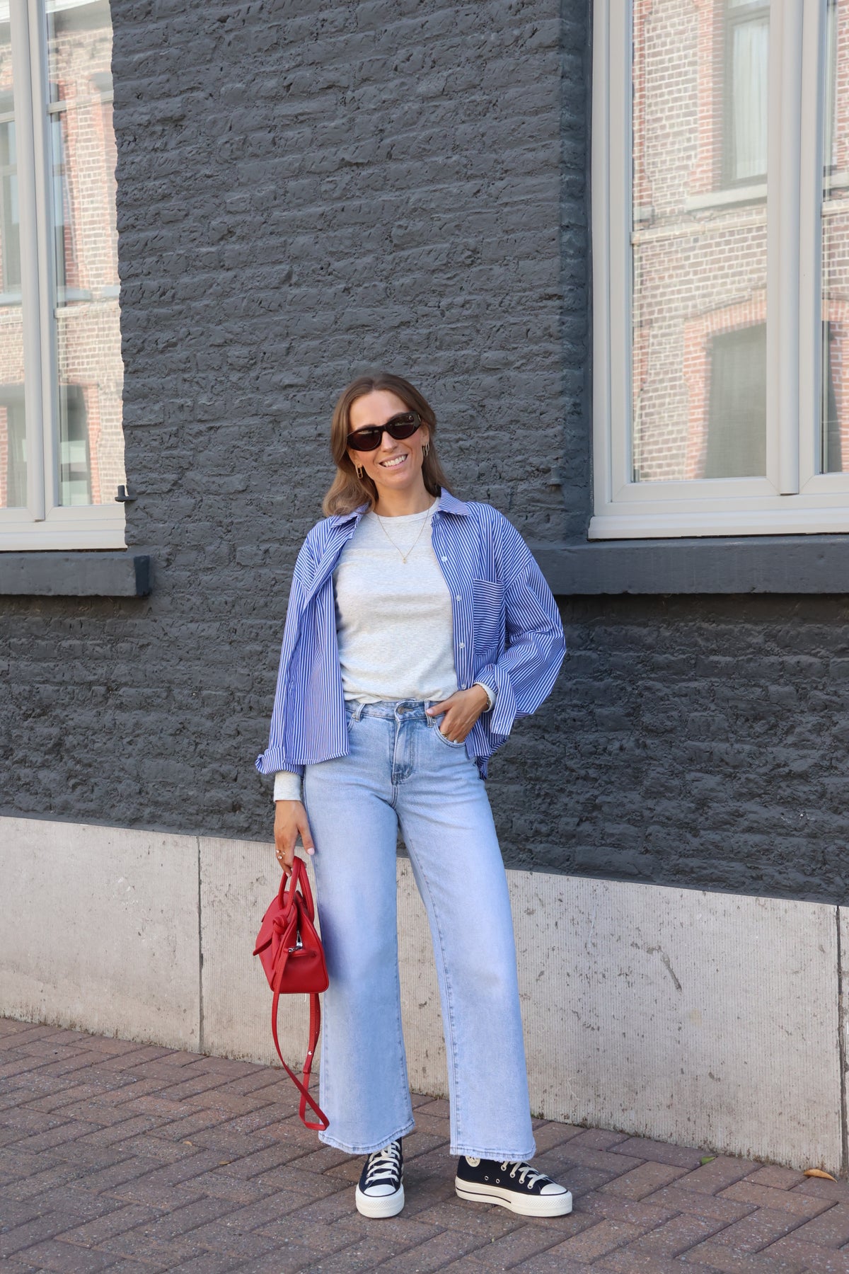 Inez gestreepte blouse blauw