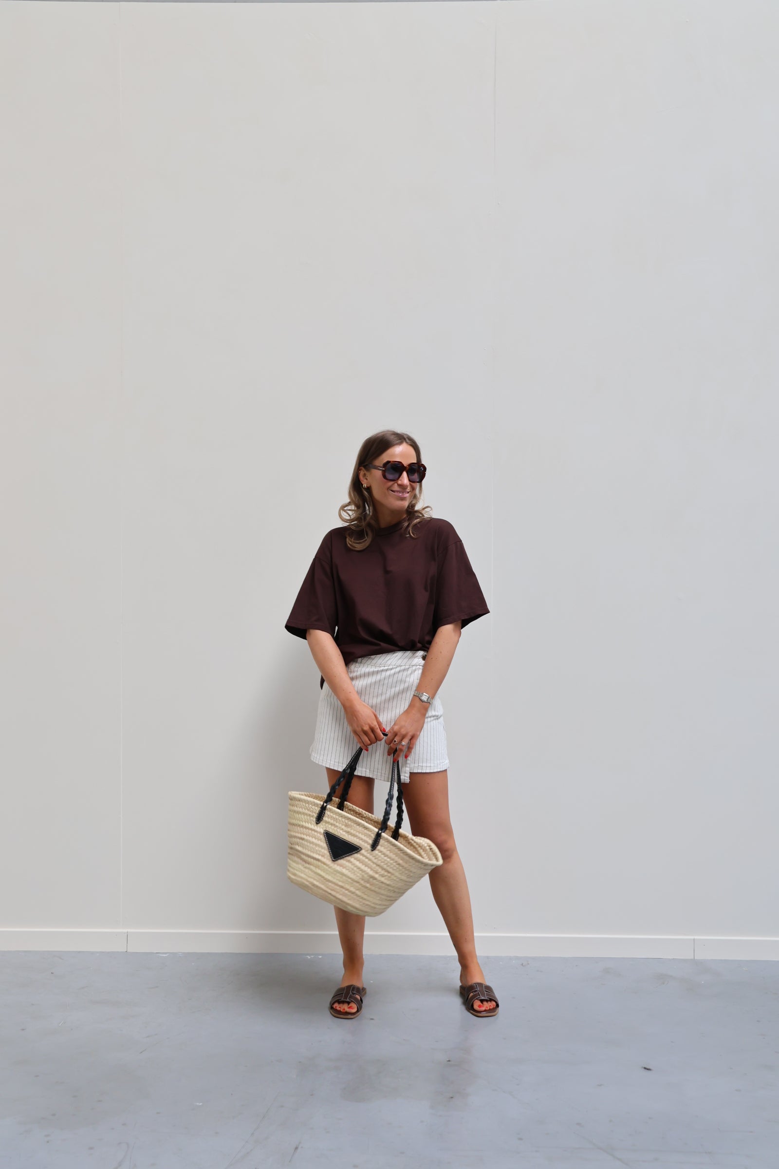 Boxy T-shirt bruin