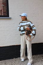 Mina love knit lichtblauw/bruin
