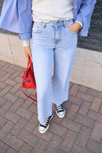 Odette wide cropped jeans light denim