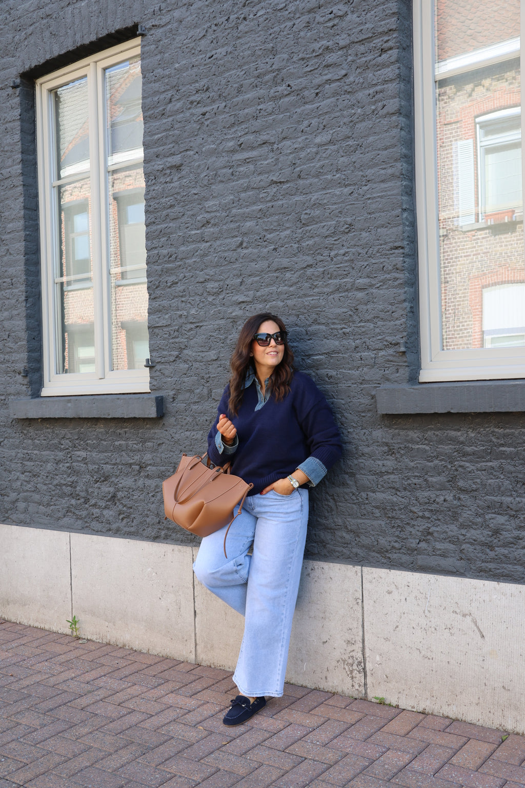 Odette wide cropped jeans light denim