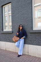Odette wide cropped jeans light denim