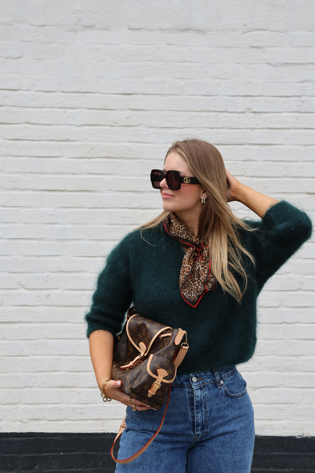 Leonce mohair polo donkergroen