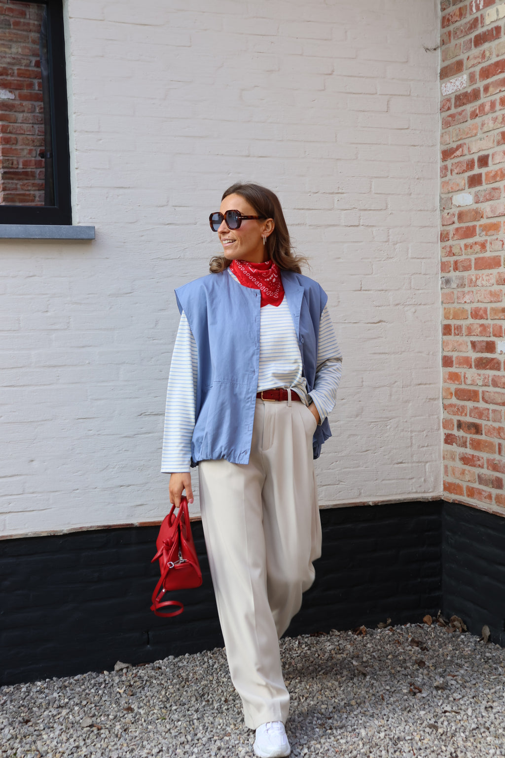 Isaura gestreepte longsleeve lichtblauw