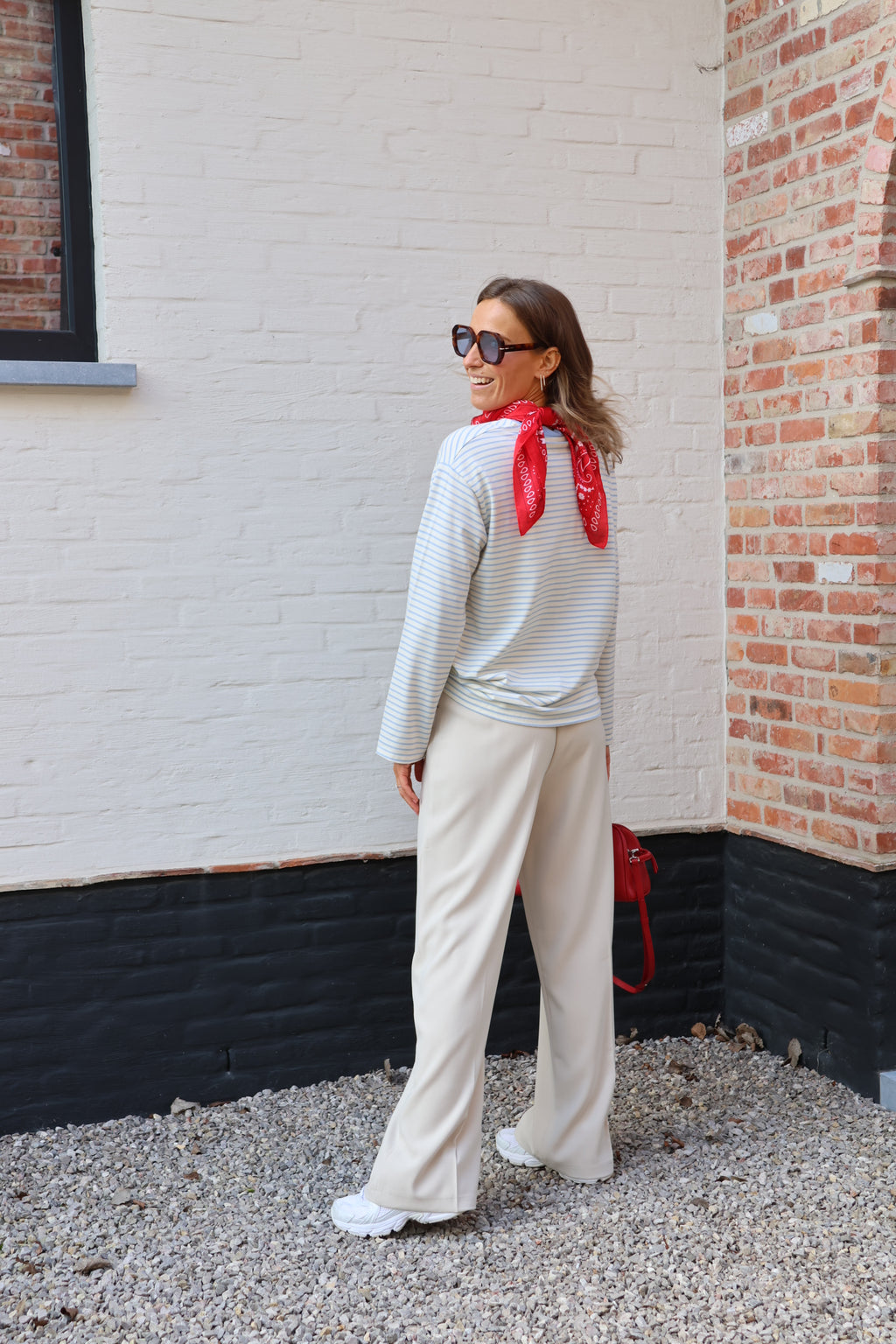 Isaura gestreepte longsleeve lichtblauw