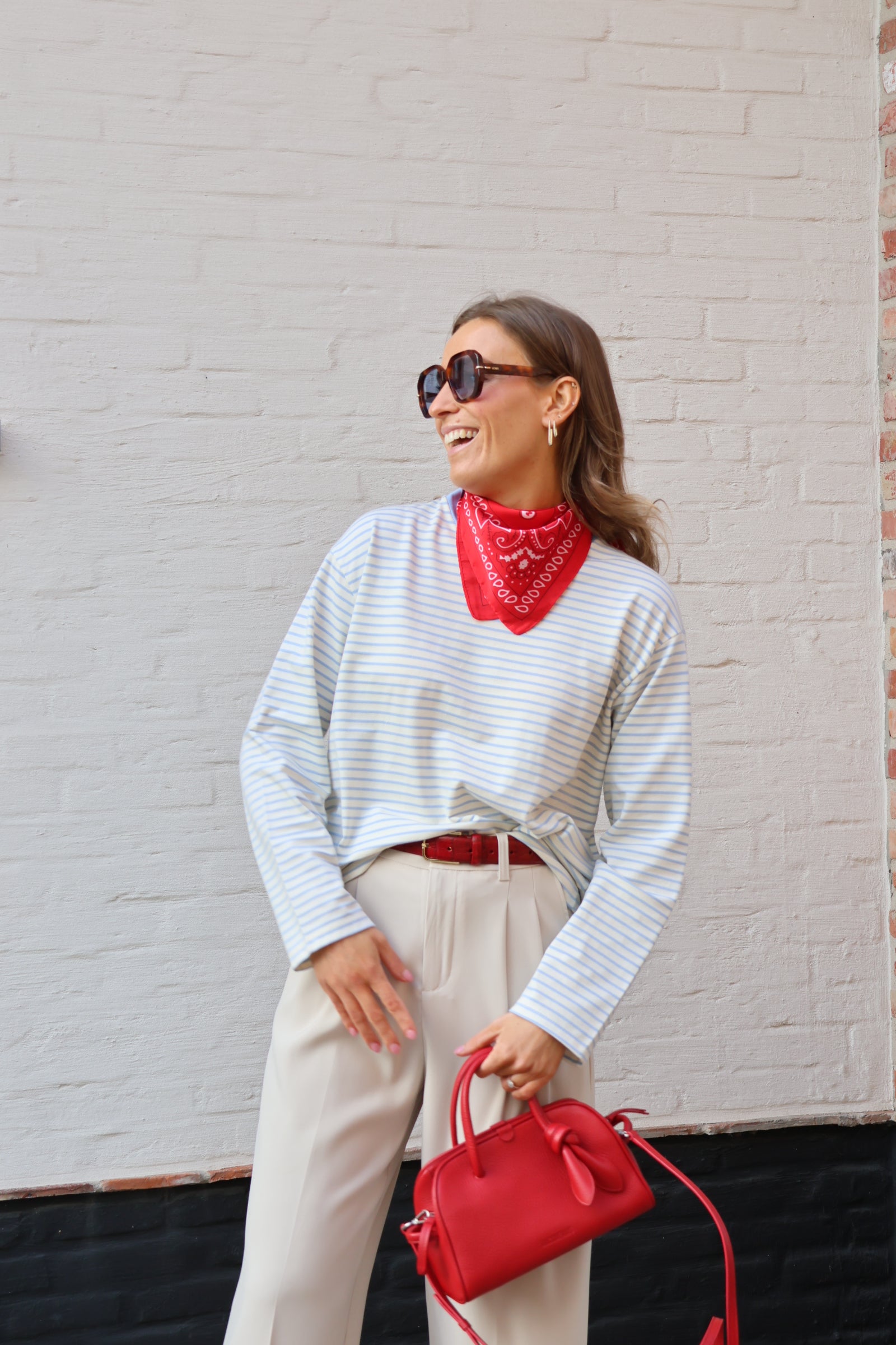 Isaura gestreepte longsleeve lichtblauw