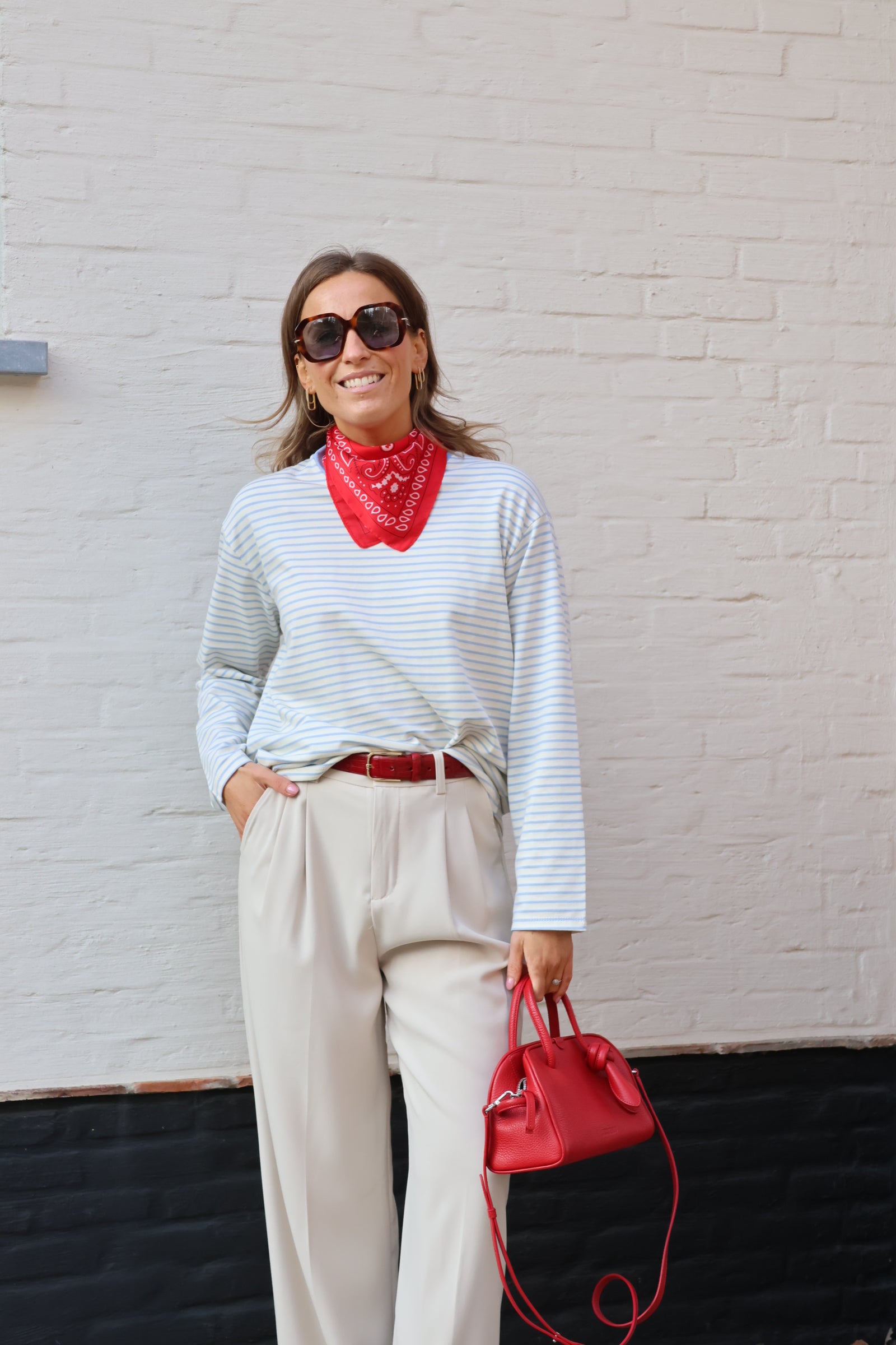 Isaura gestreepte longsleeve lichtblauw