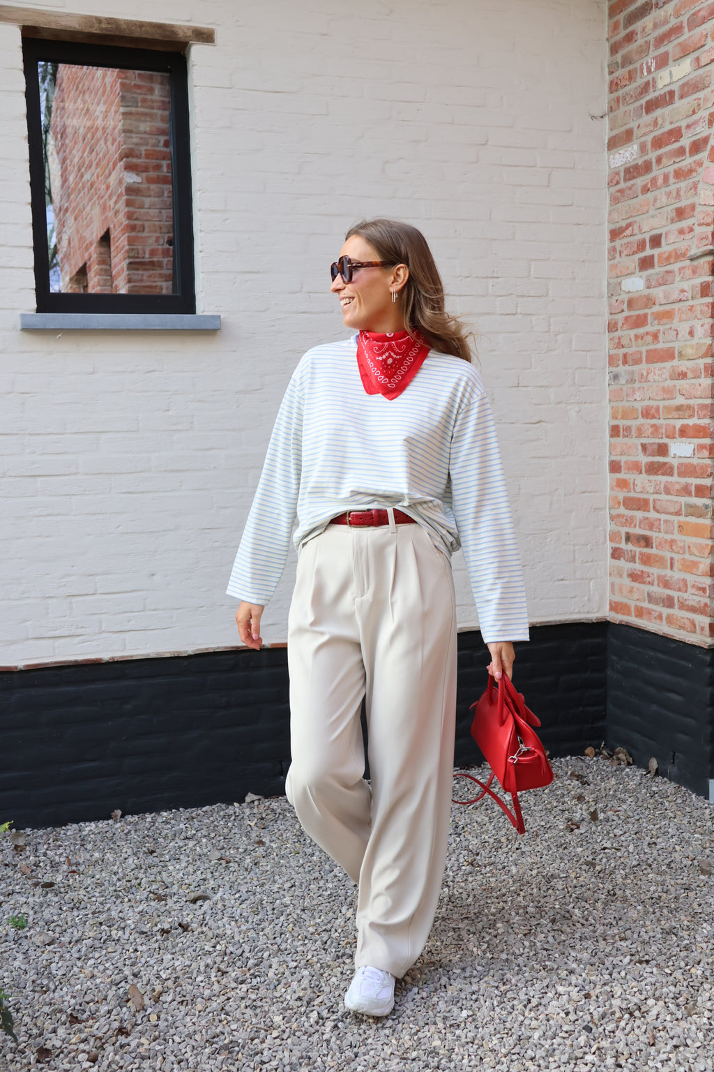 Isaura gestreepte longsleeve lichtblauw