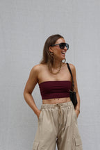 Leia bandeau stretch top bordeaux