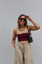 Leia bandeau stretch top bordeaux