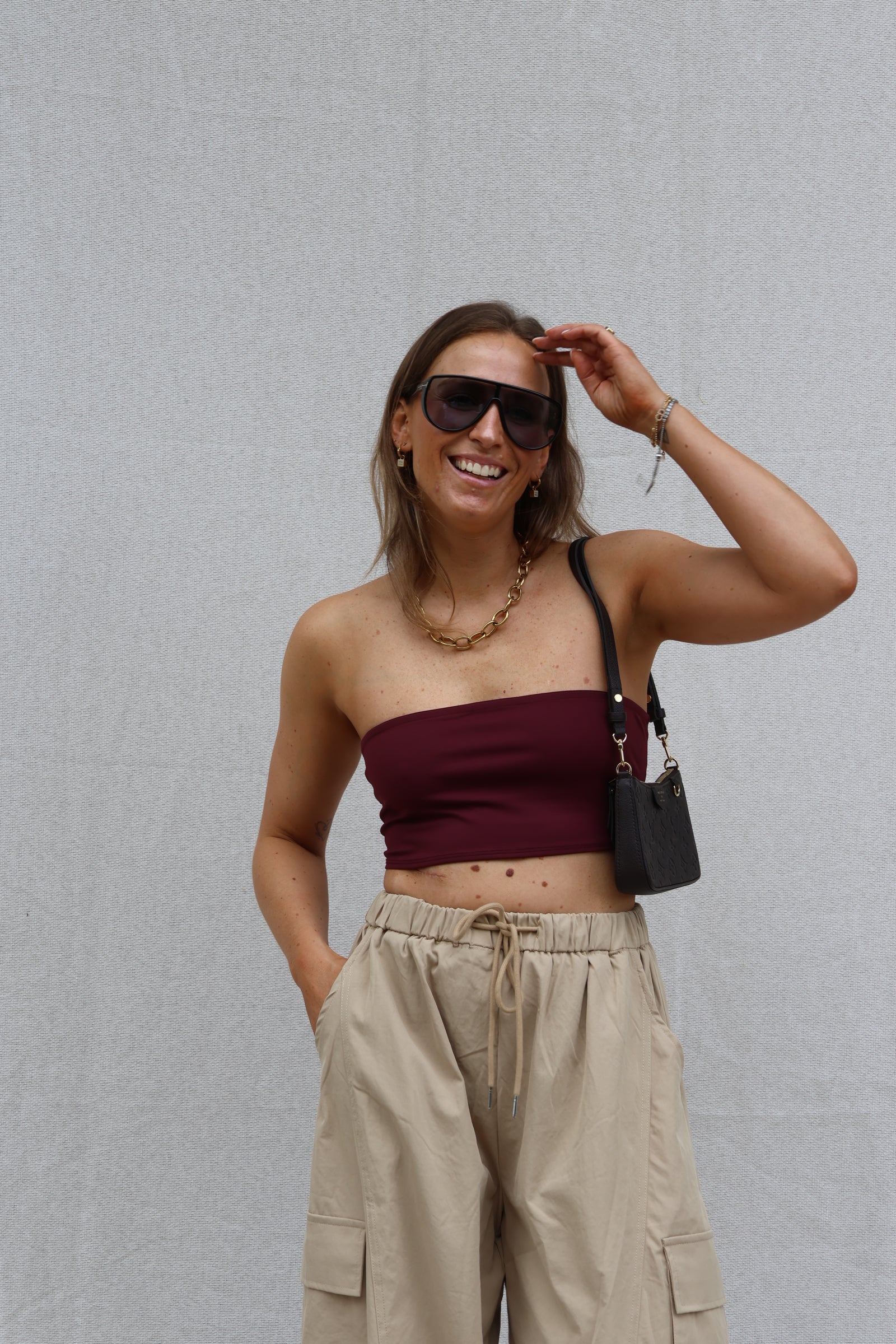 Leia bandeau stretch top bordeaux