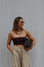 Leia bandeau stretch top bruin