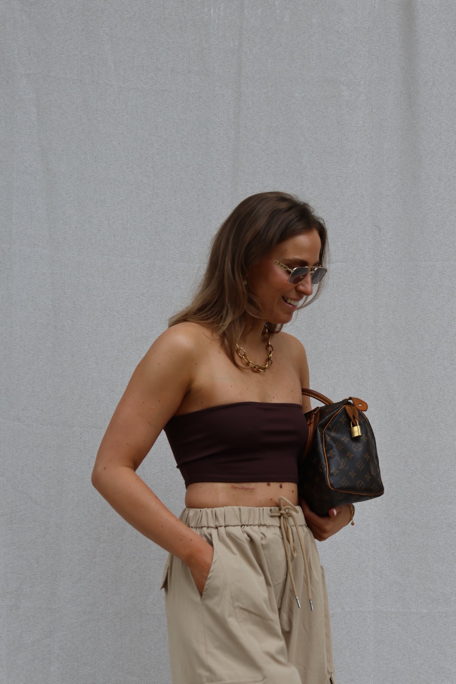 Leia bandeau stretch top bruin