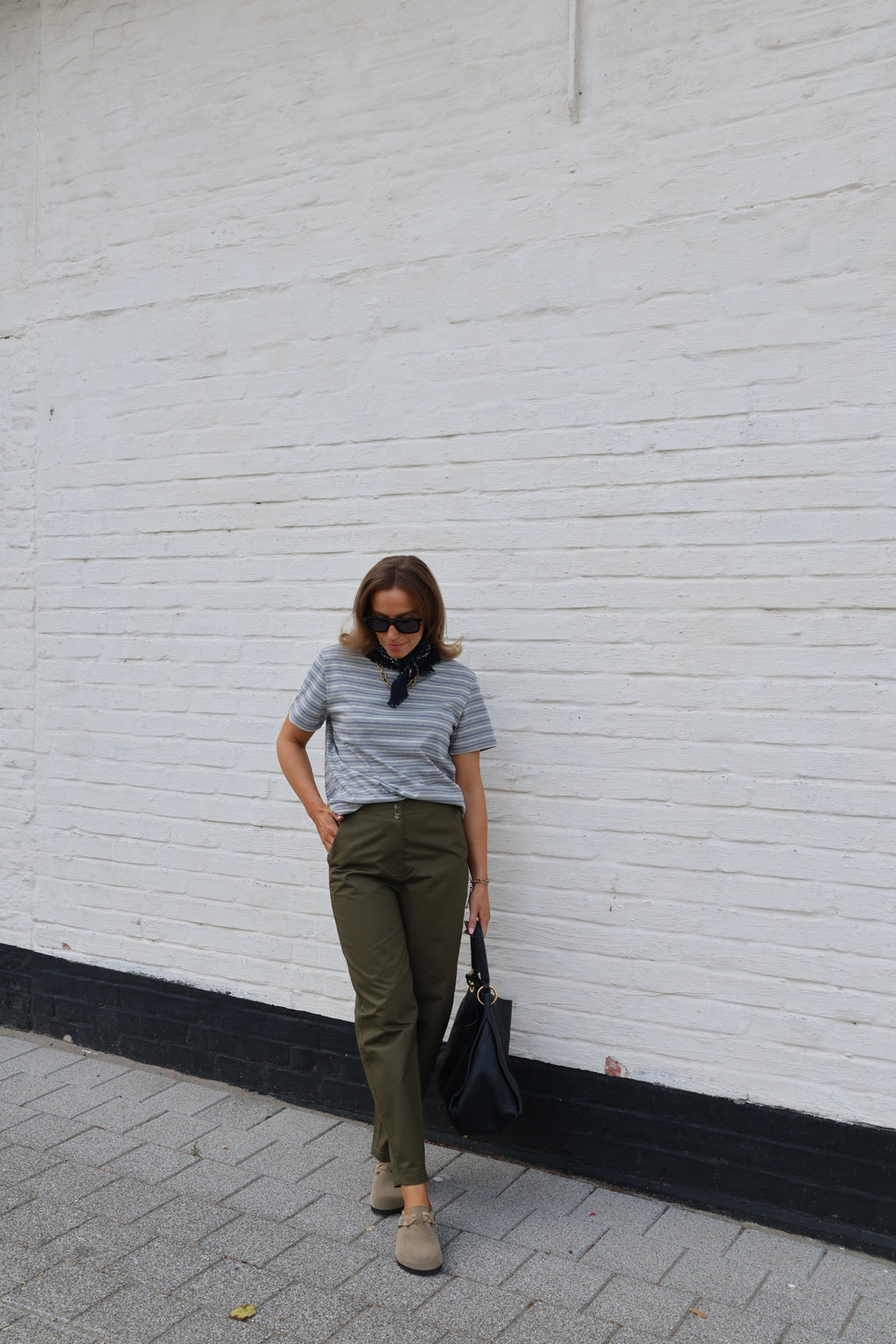 Anouk gestreepte T-shirt grijs/blauw