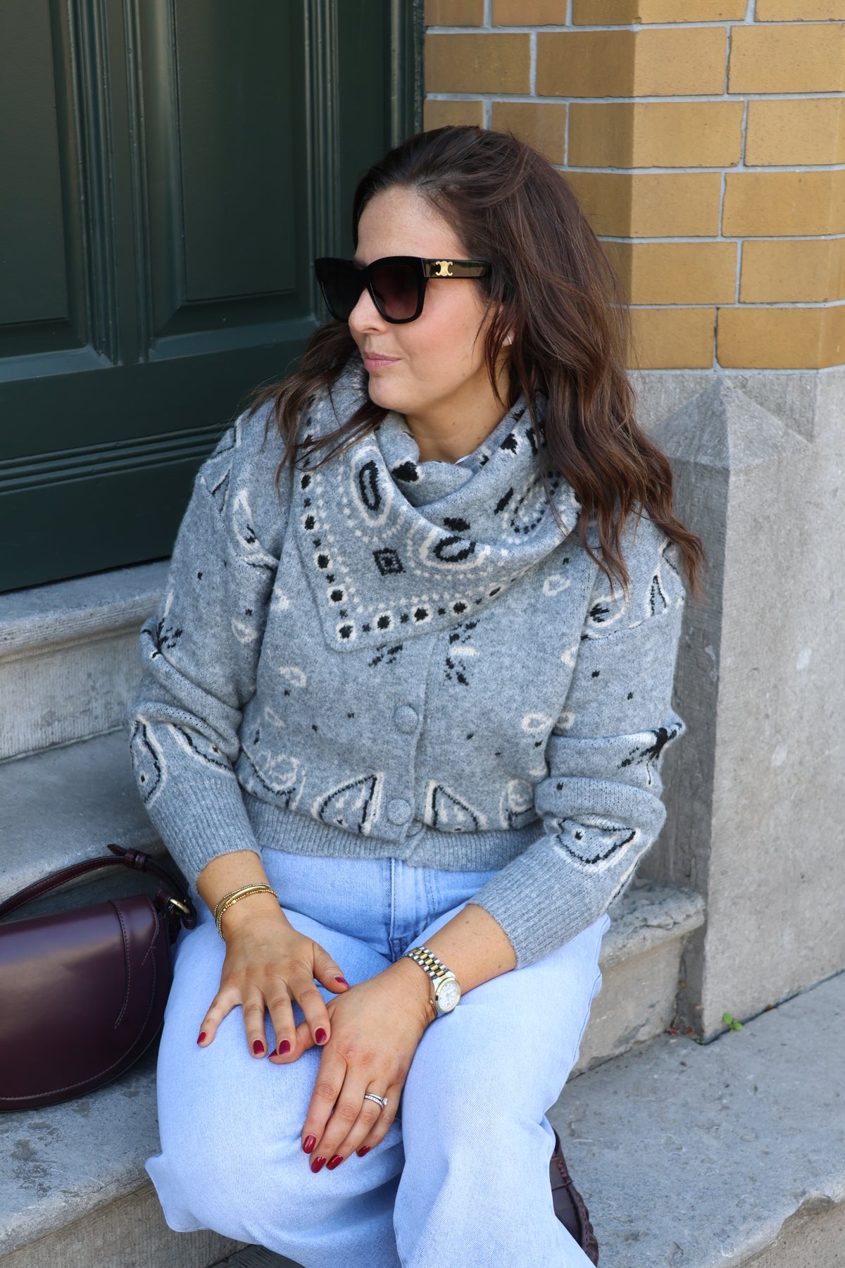Paisley print sjaaltje grijs