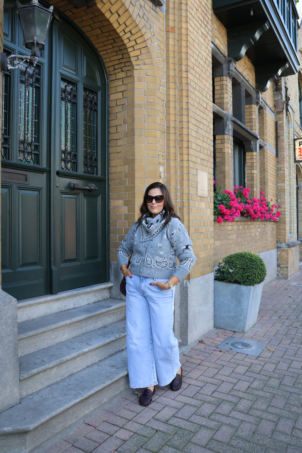 Odette wide cropped jeans light denim