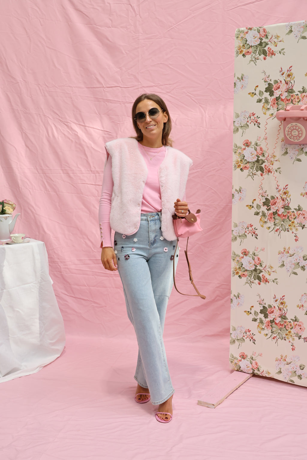 Faux fur vestje poederroze