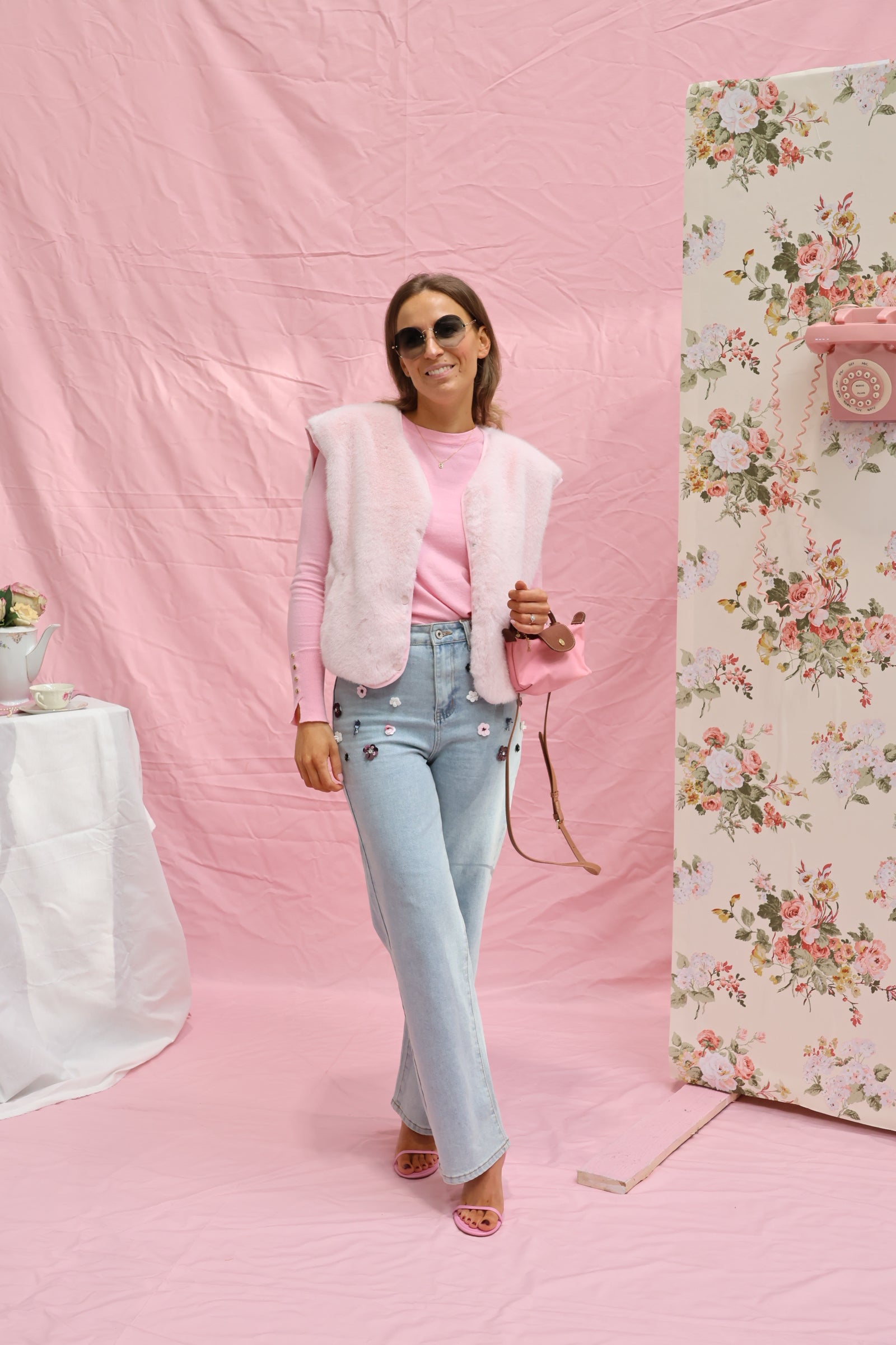 Faux fur vestje poederroze