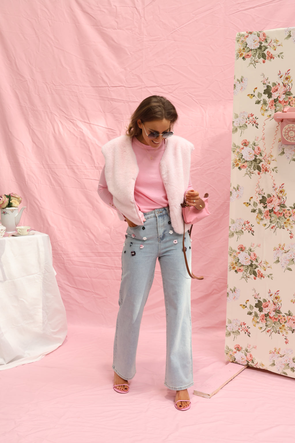 Faux fur vestje poederroze