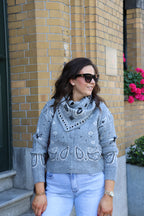 Paisley print sjaaltje grijs