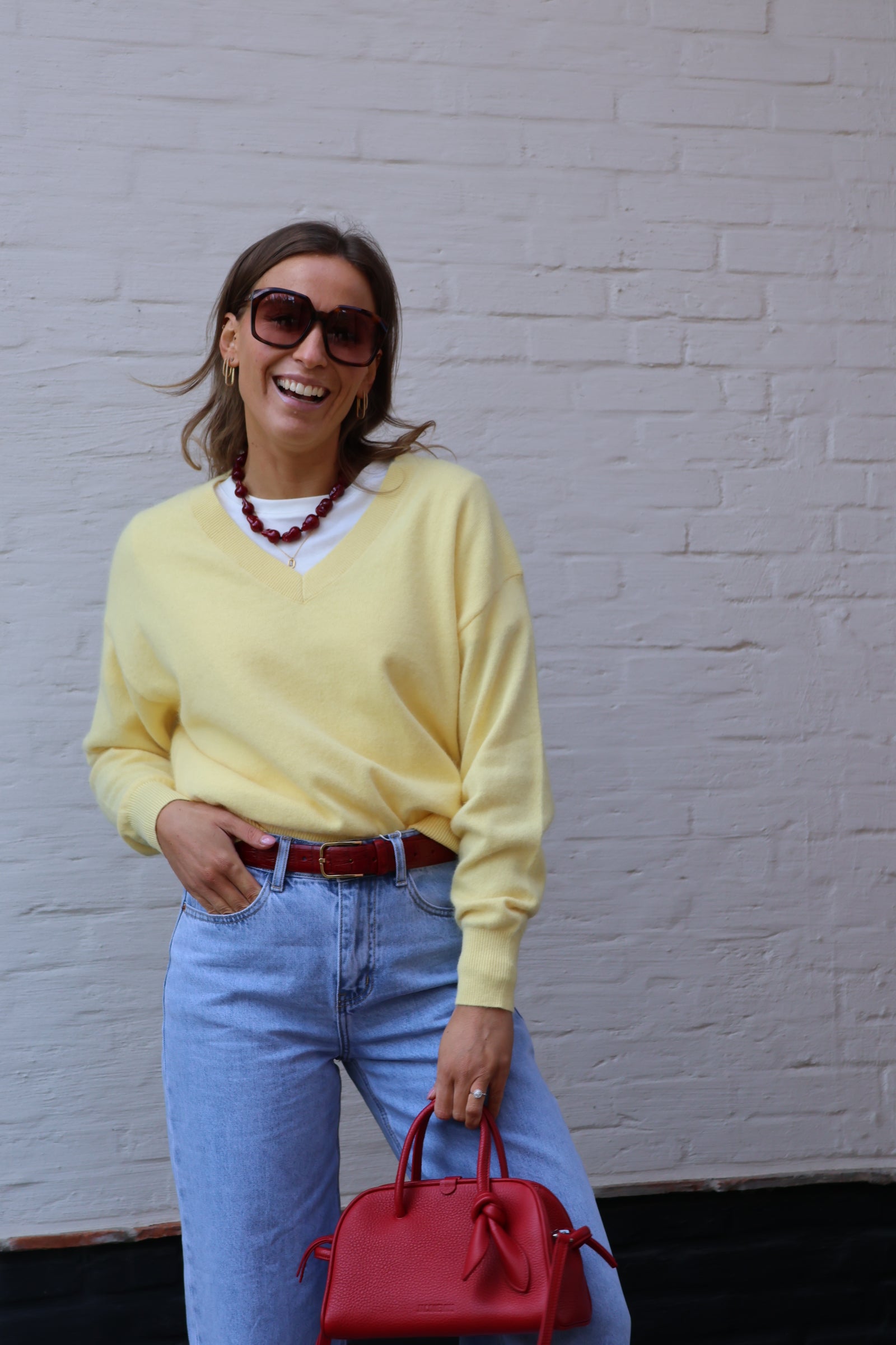 Manon V-neck knit geel