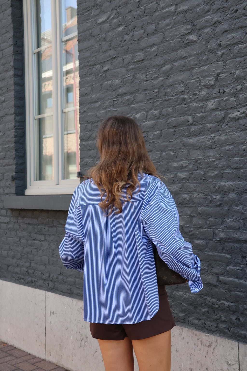 Inez gestreepte blouse blauw