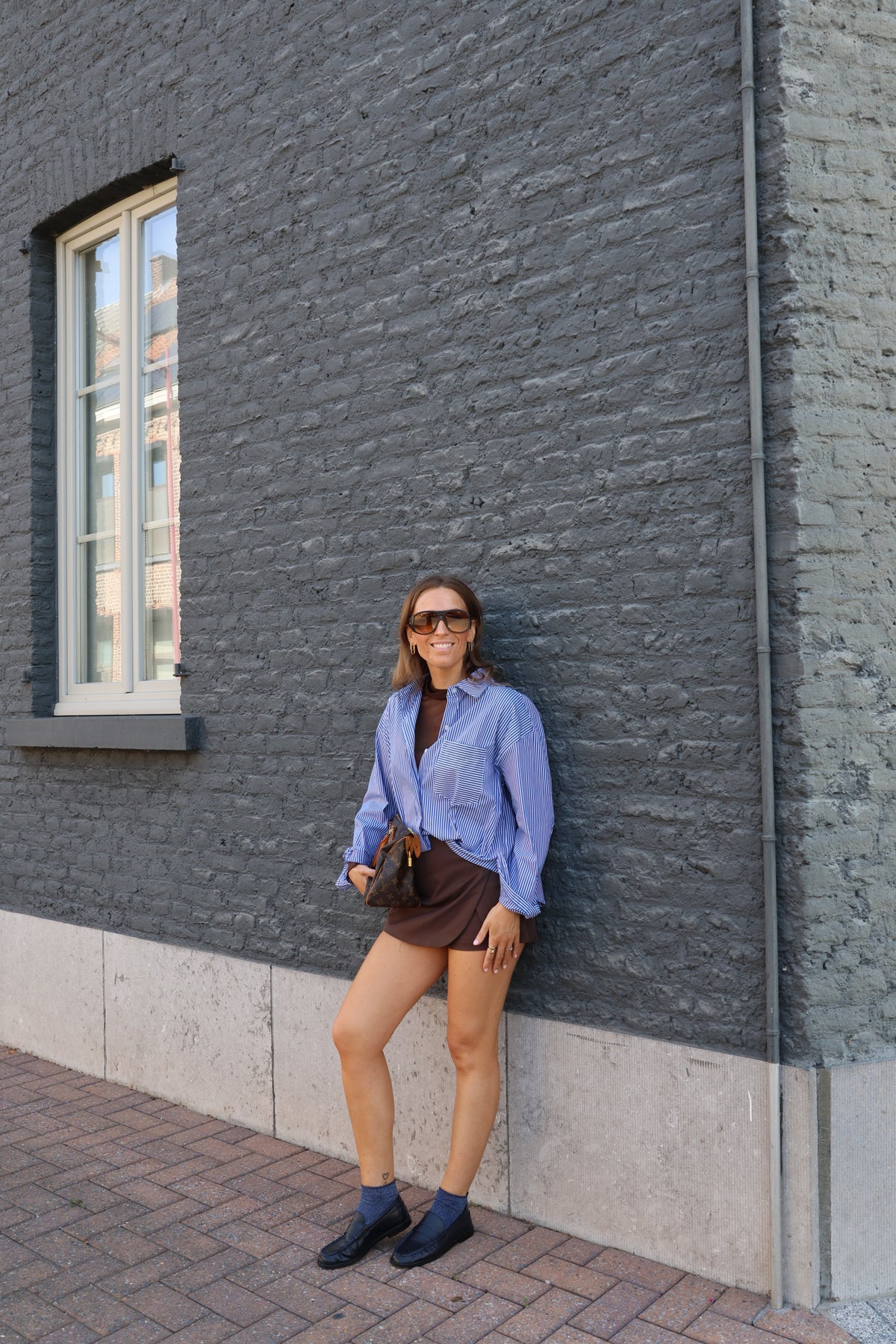 Inez gestreepte blouse blauw