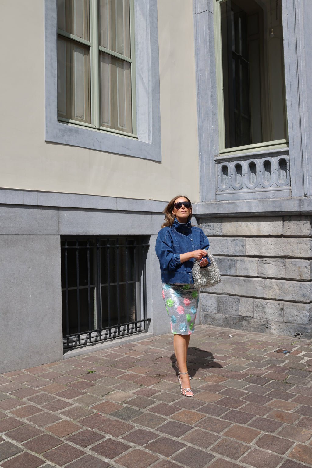Fran midi rok met pailletten multicolour