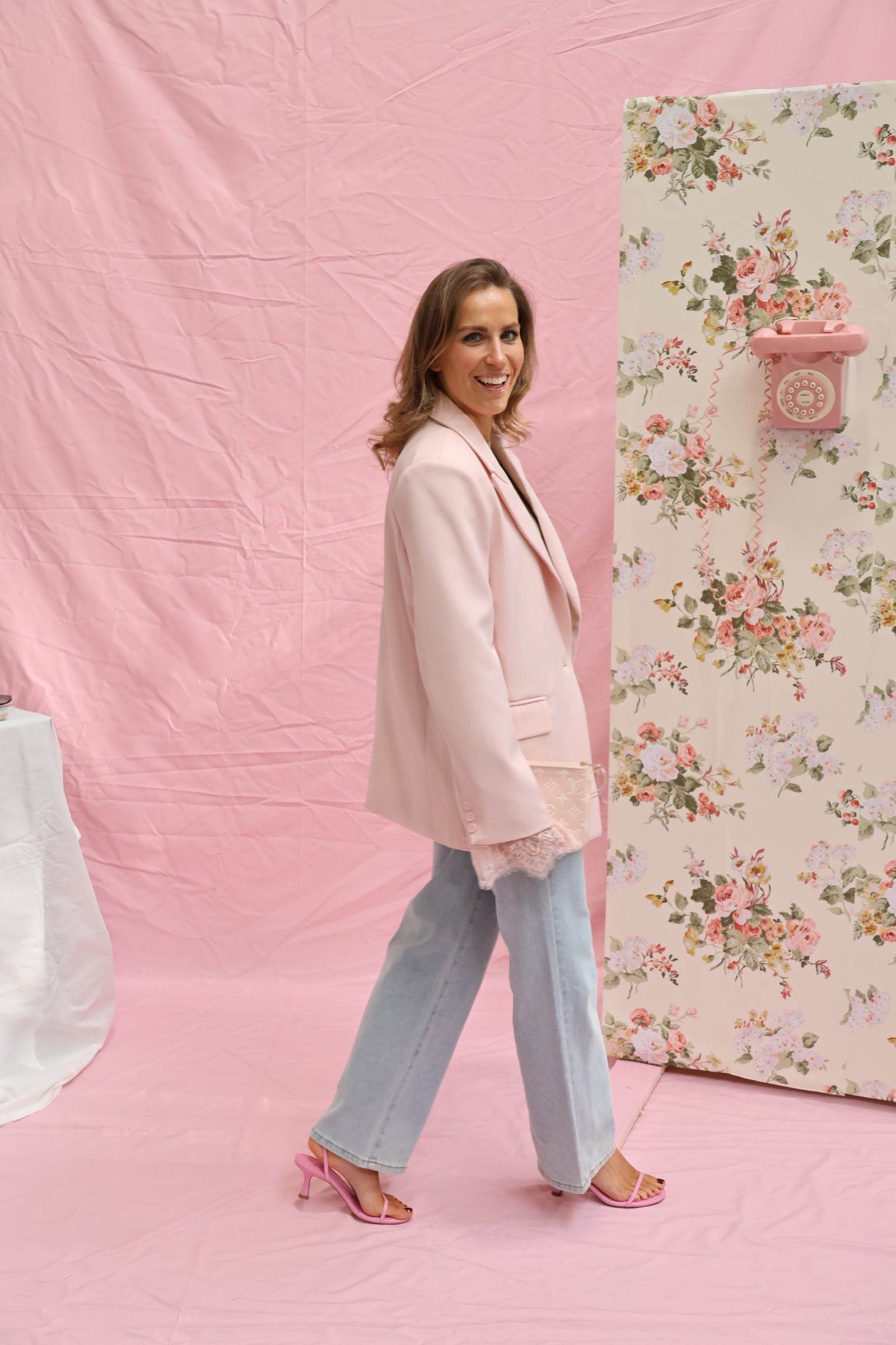 Daphne pink lace blazer