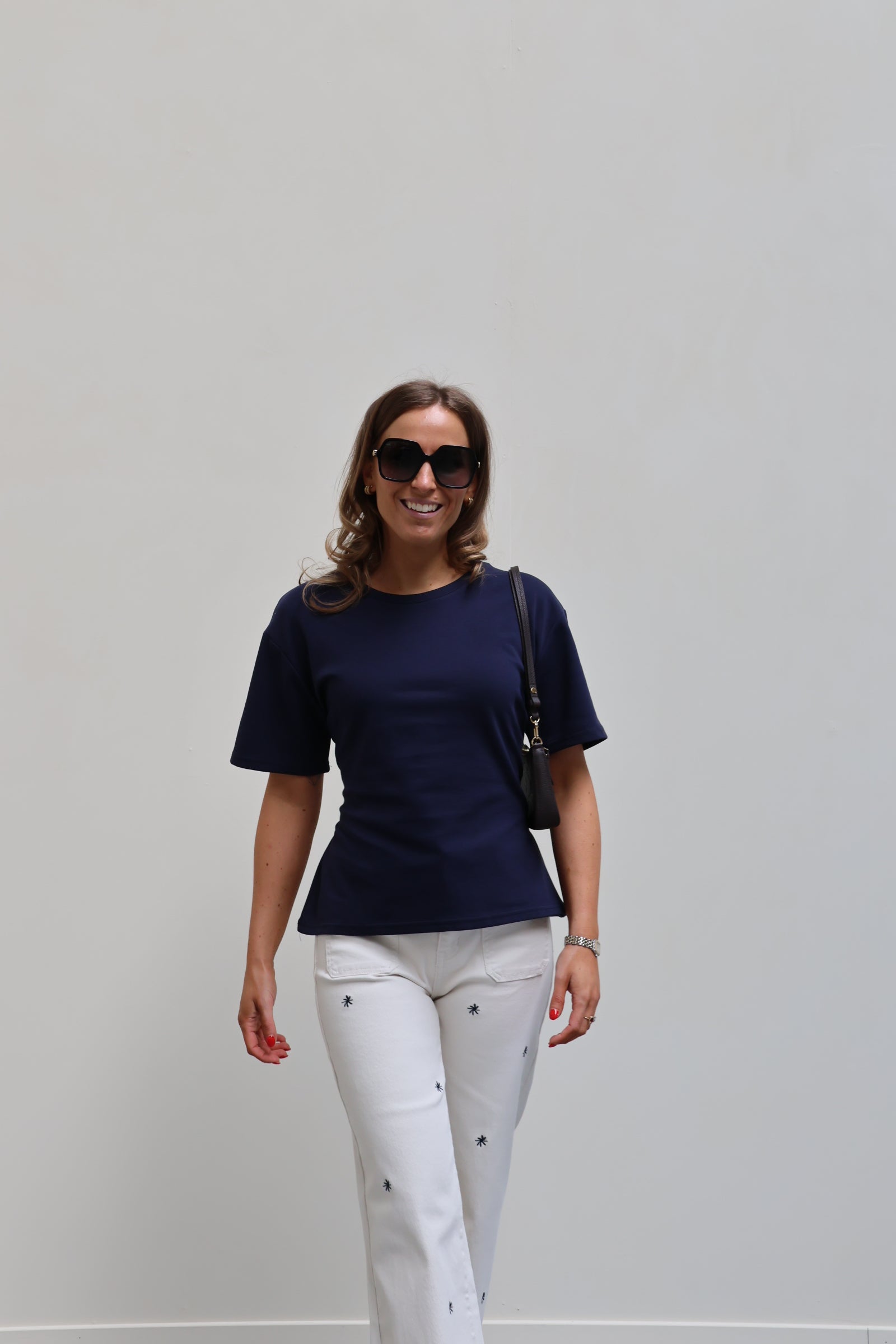 Mila T-shirt met detail marine