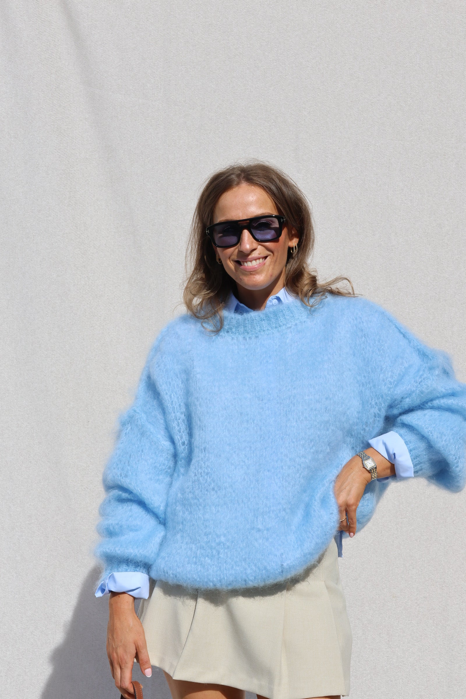 Dany grofgebreide mohair knit lichtblauw