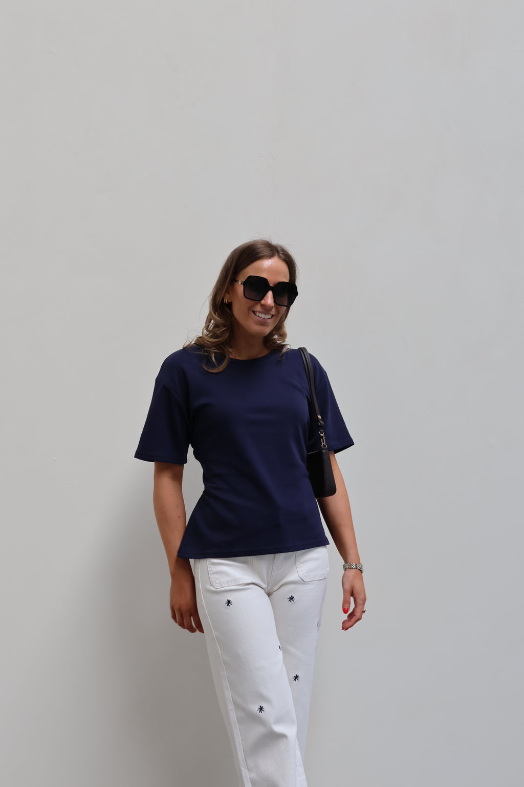 Mila T-shirt met detail marine