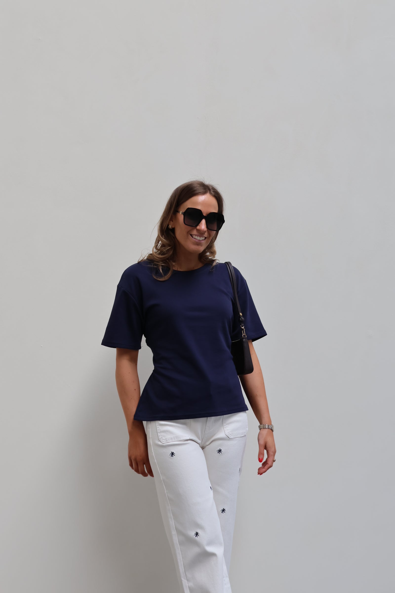 Mila T-shirt met detail marine