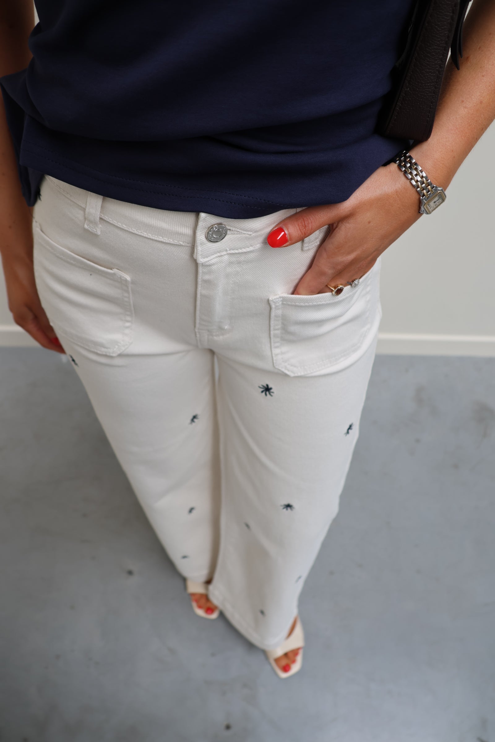 Jasmina flower jeans beige