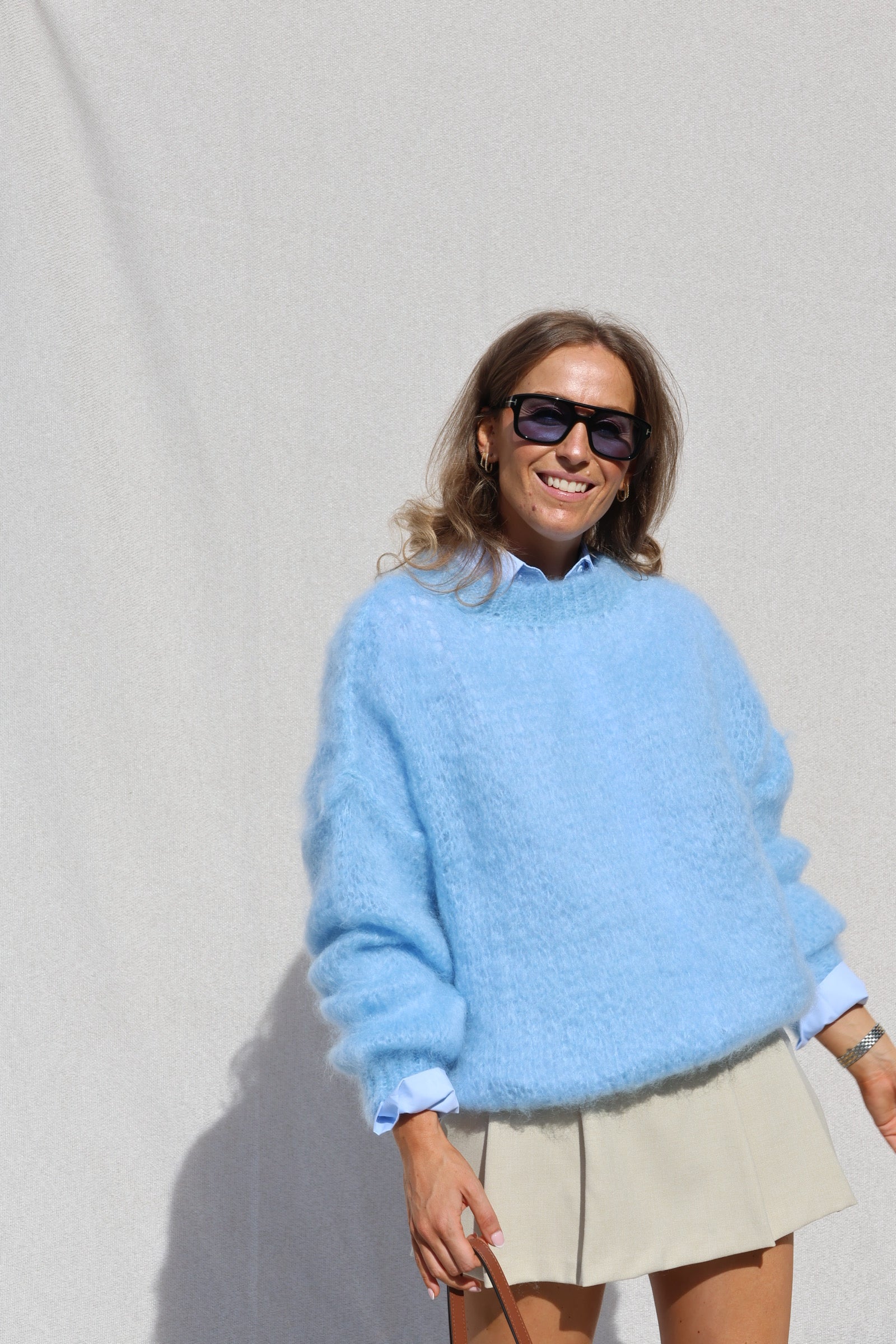 Dany grofgebreide mohair knit lichtblauw