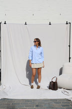 Ylana blouse met mouwdetail lichtblauw