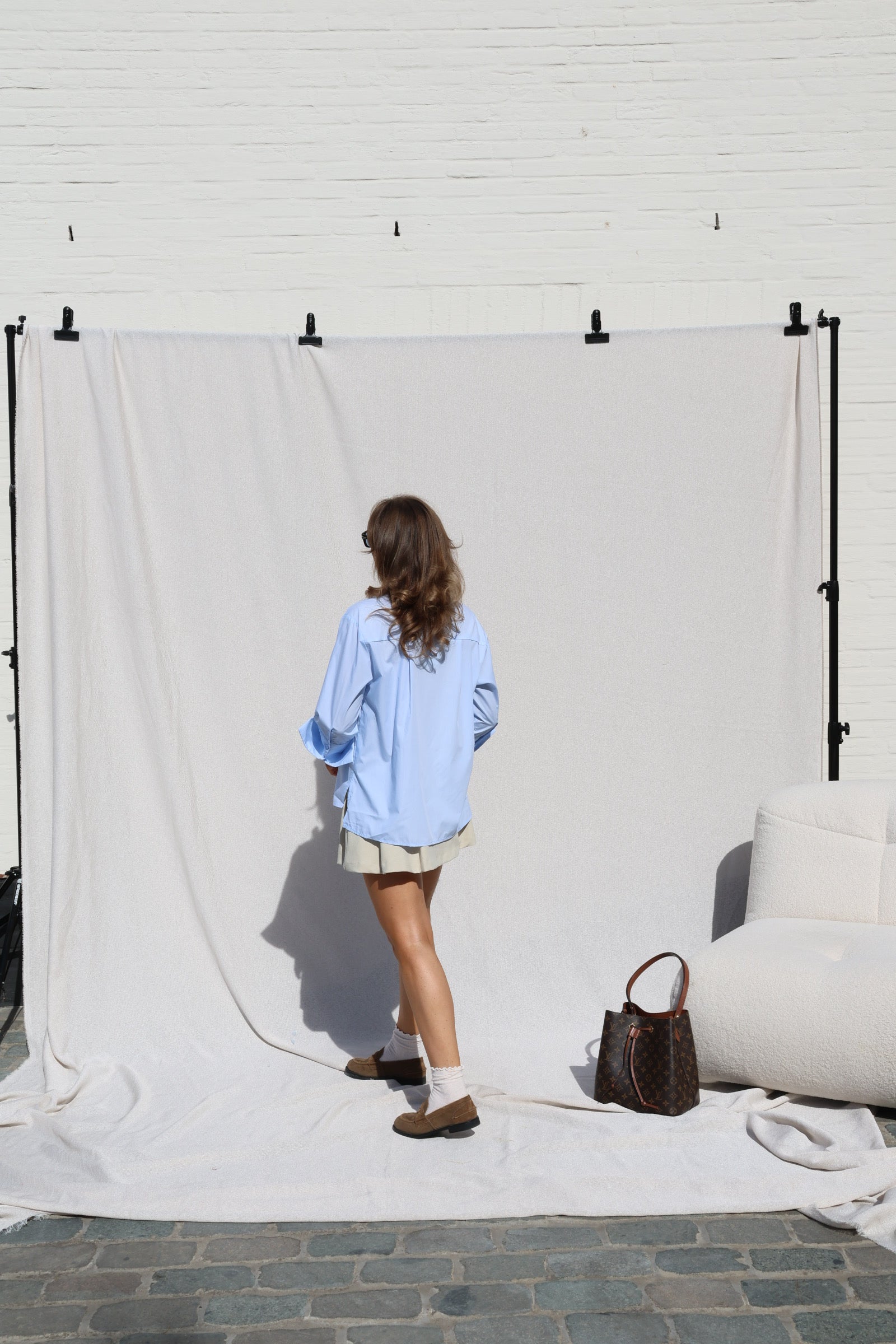 Ylana blouse met mouwdetail lichtblauw