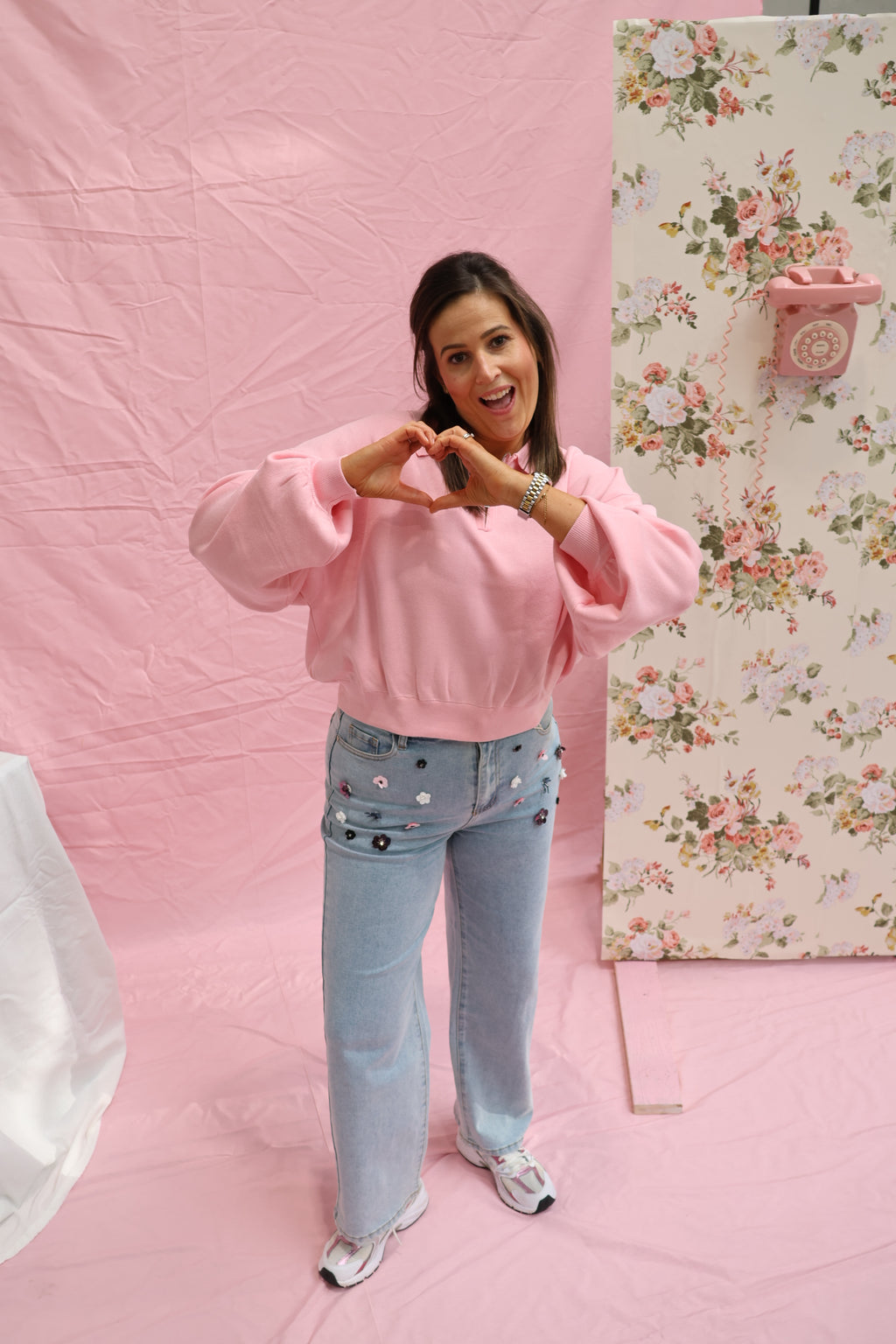 Ines cropped zipper sweater pink