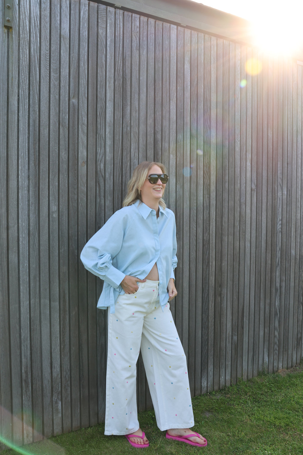 Lola blouse met strikdetail lichtblauw