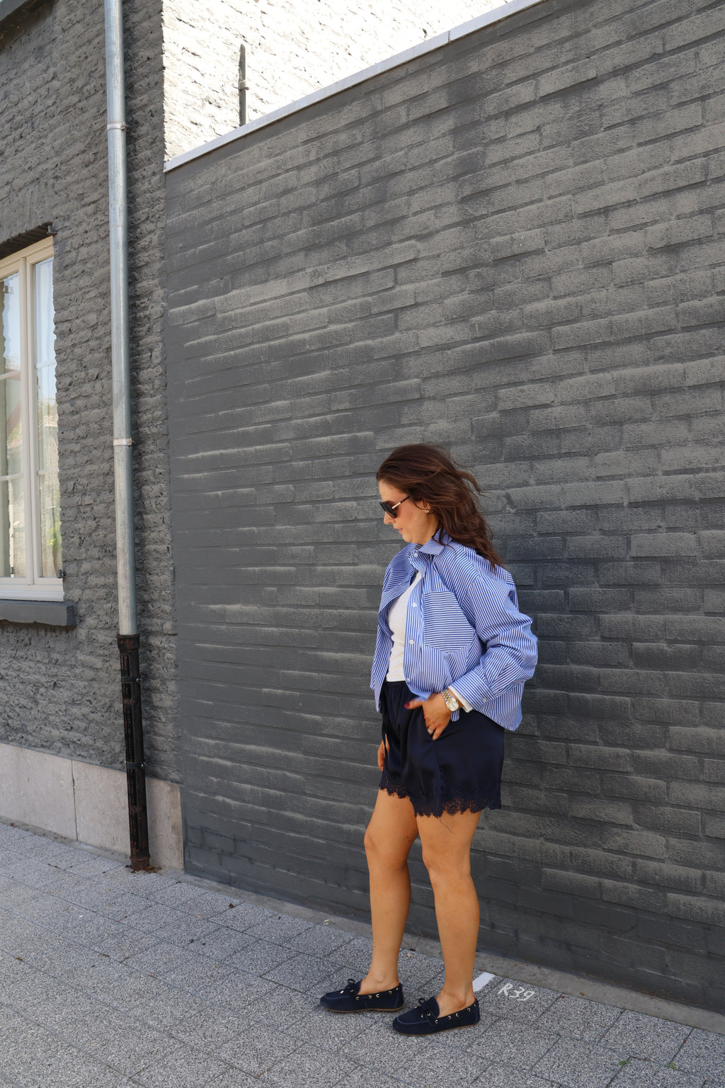Inez gestreepte blouse blauw