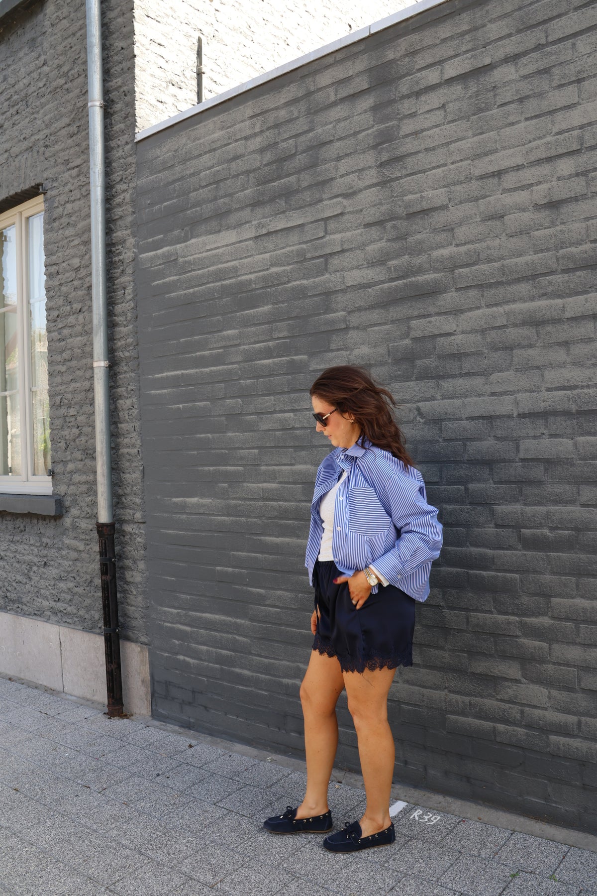 Inez gestreepte blouse blauw