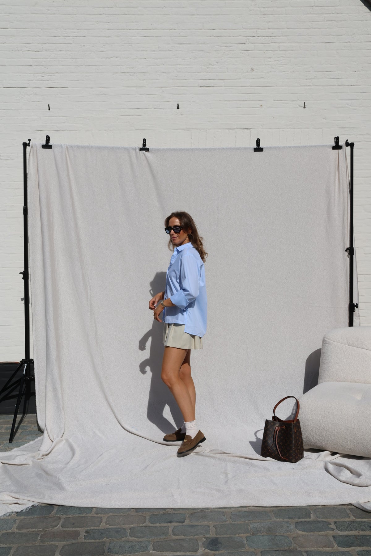Ylana blouse met mouwdetail lichtblauw