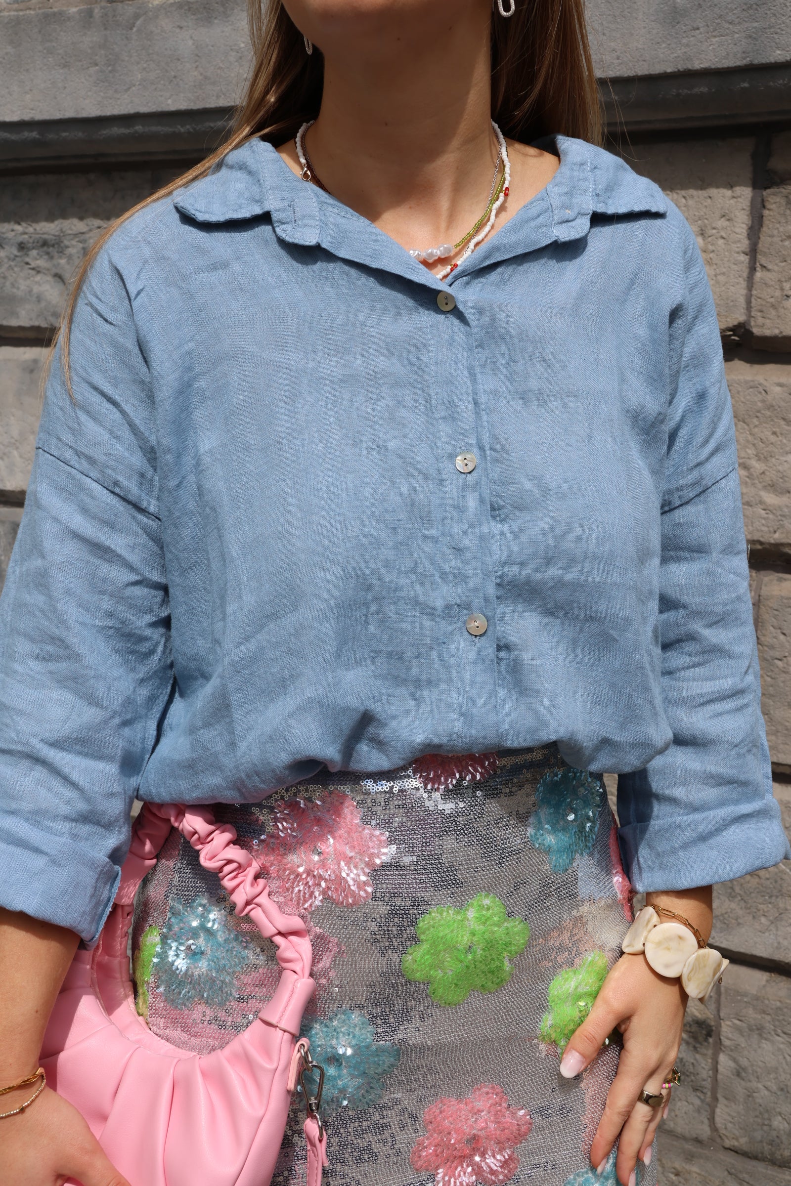 Iris linnen hemd blauw