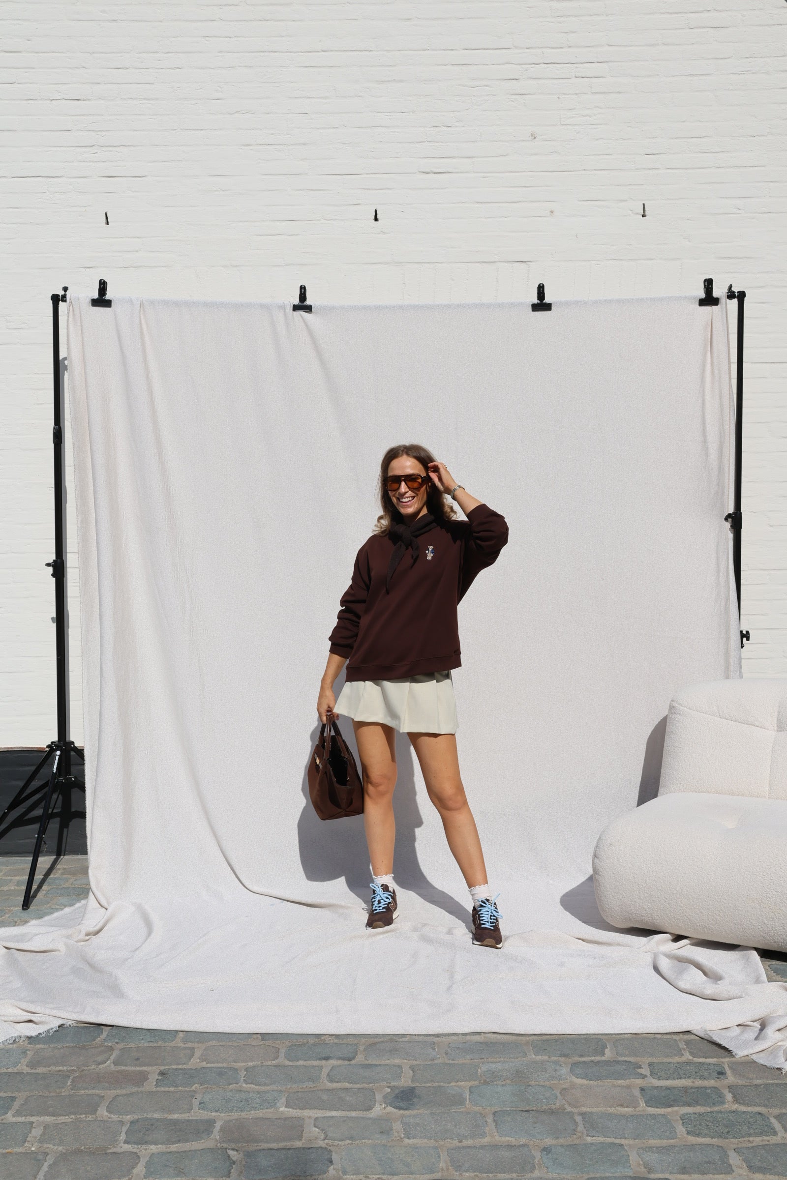 Clarisse sweater met beertje bruin