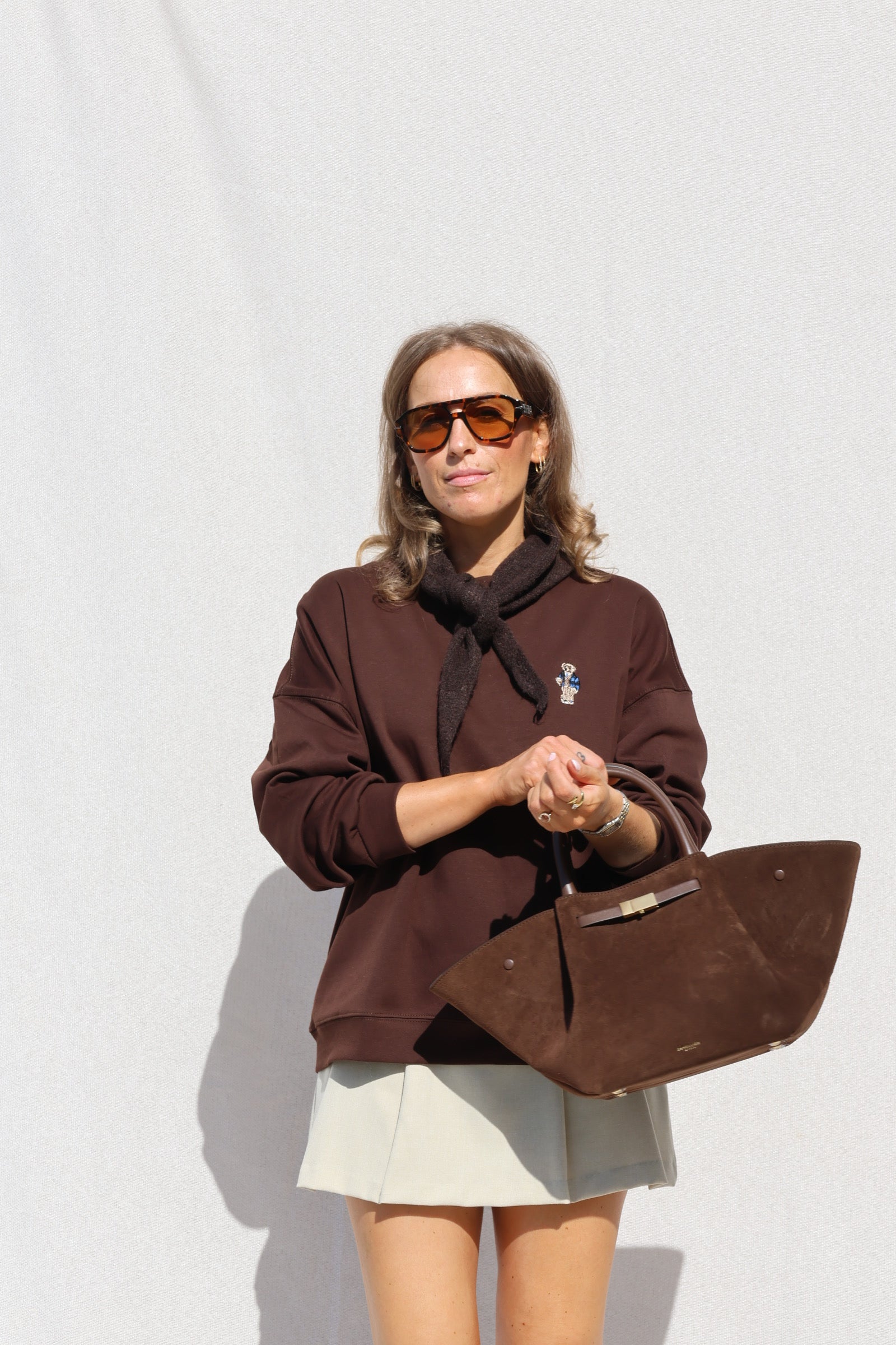 Clarisse sweater met beertje bruin
