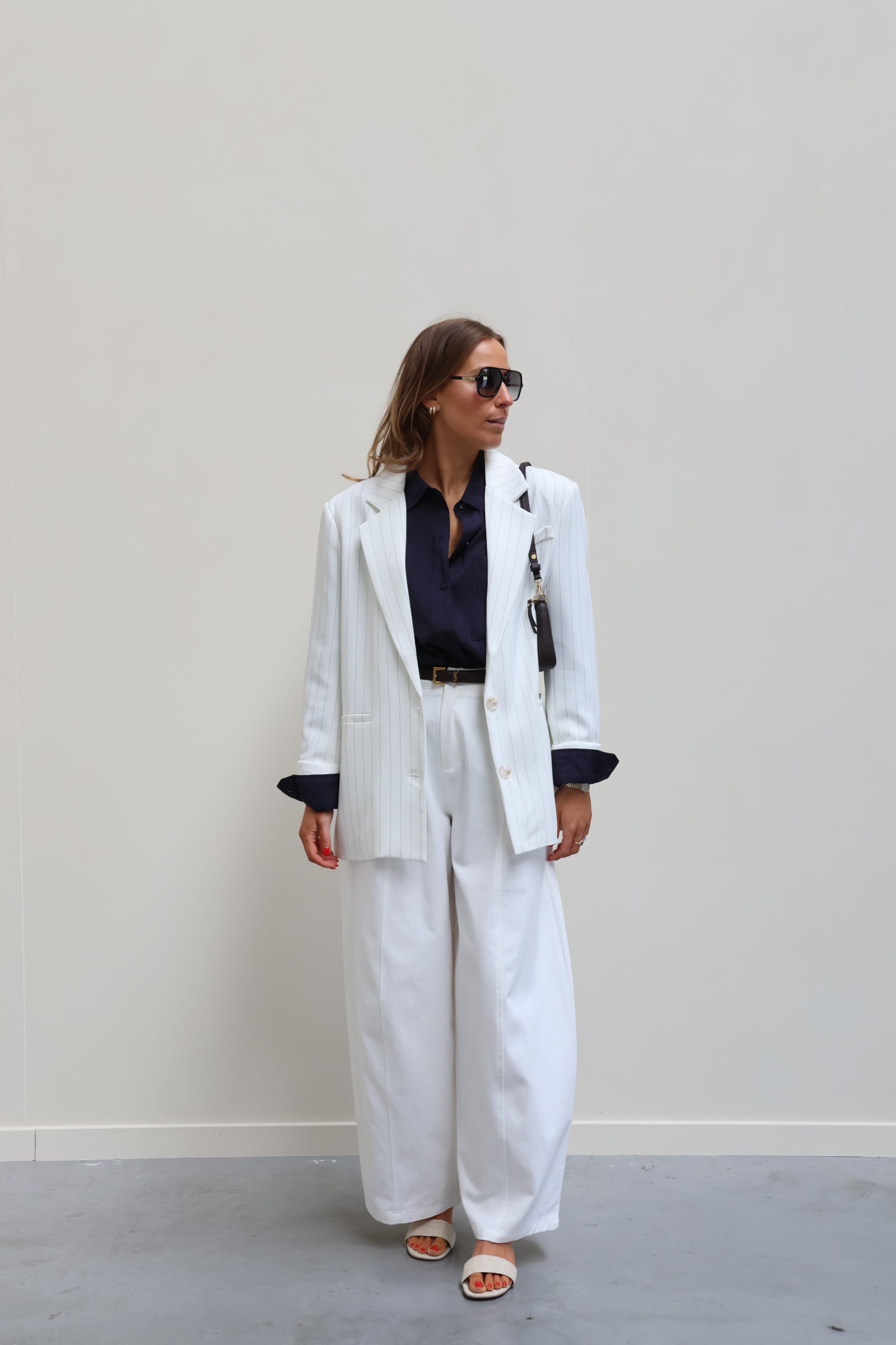 Céleste blazer wit met krijtstreep