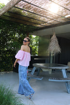 Lea off shoulder blouse roze