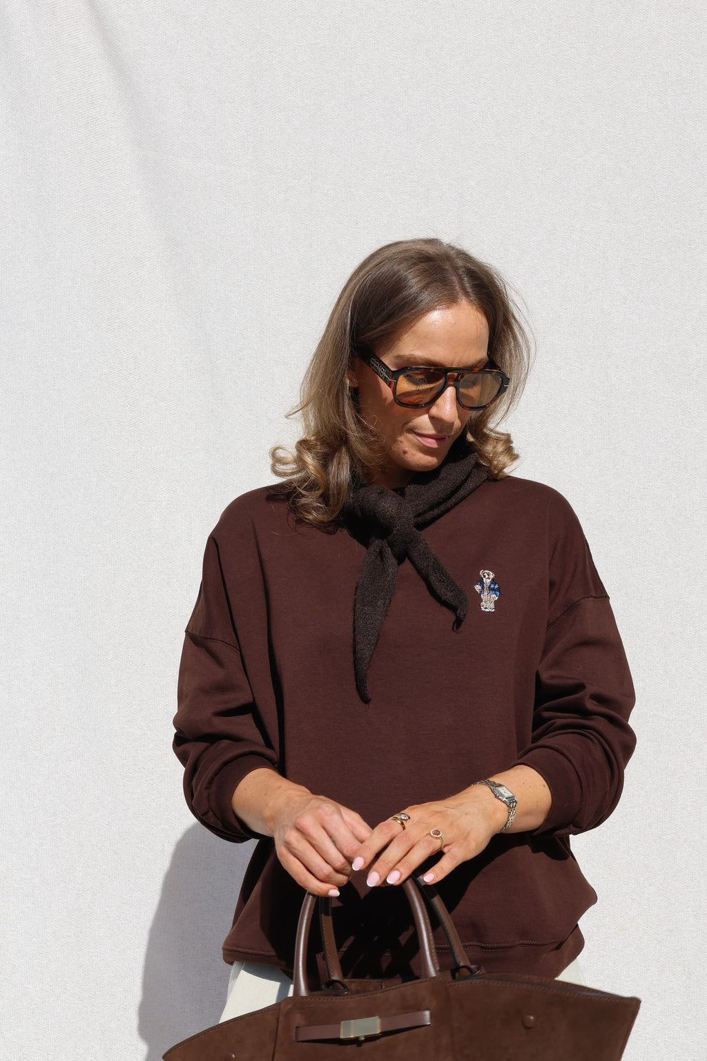 Clarisse sweater met beertje bruin