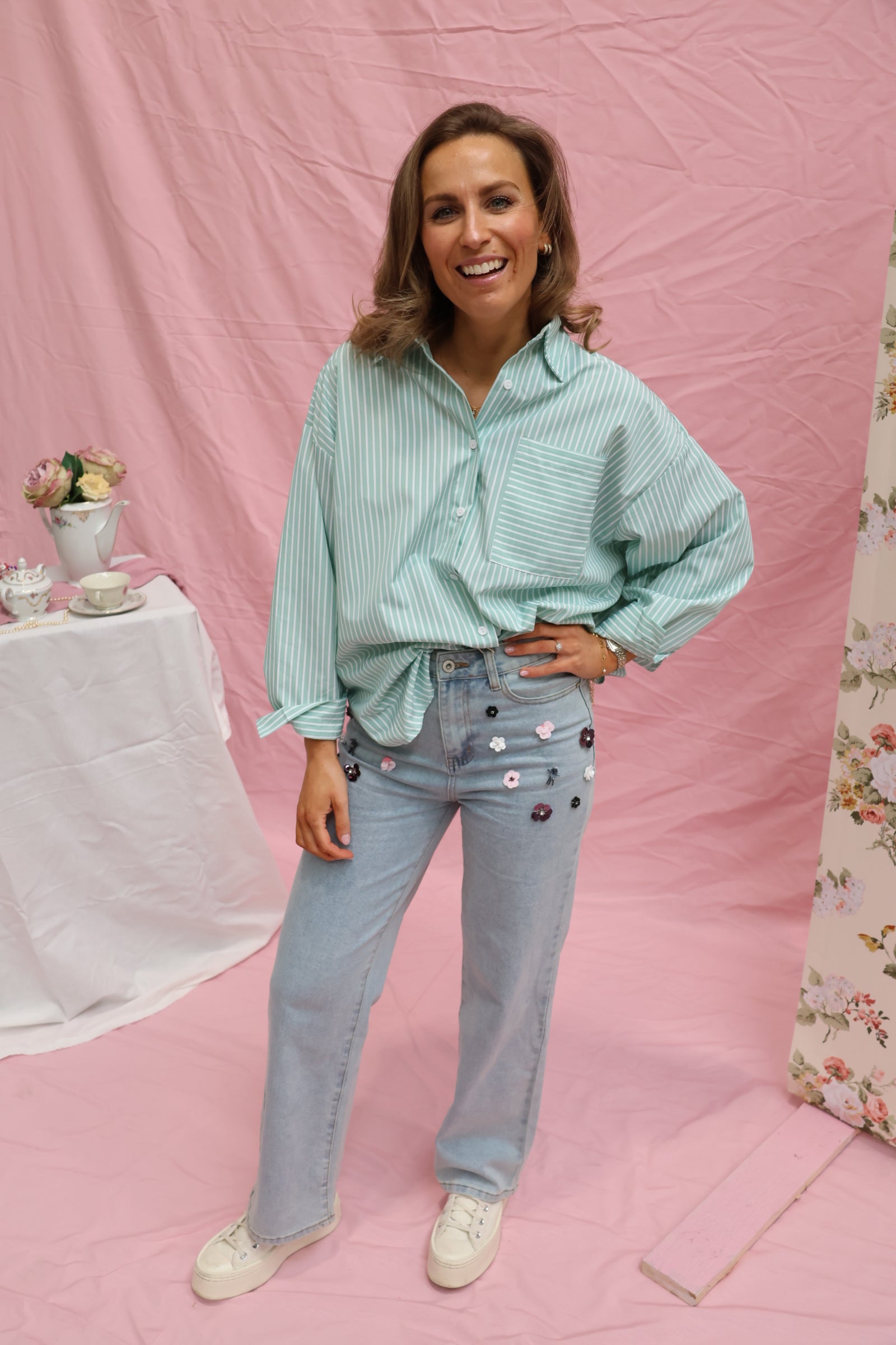 Liesel striped shirt mint green